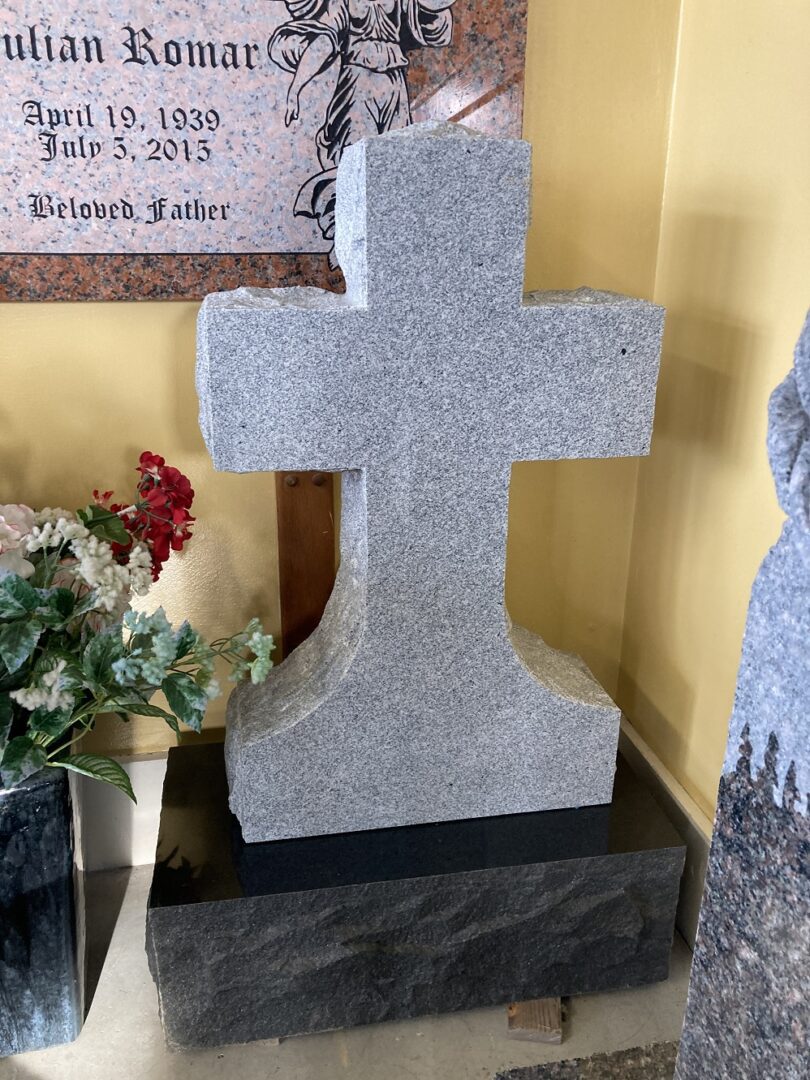 A cross tombstone