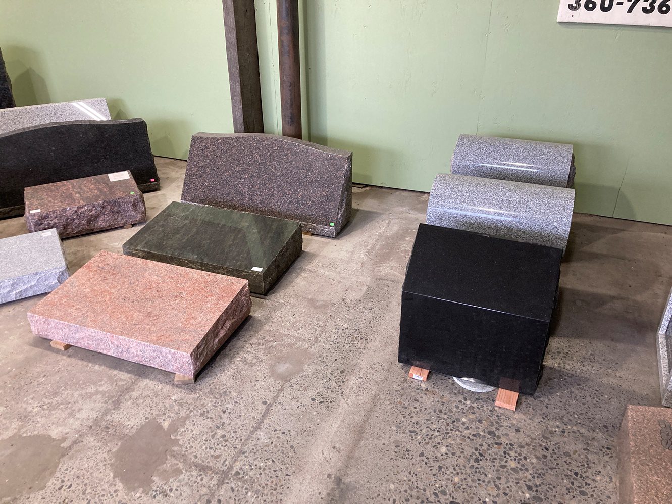 Granite tombstone in different colors and sizes